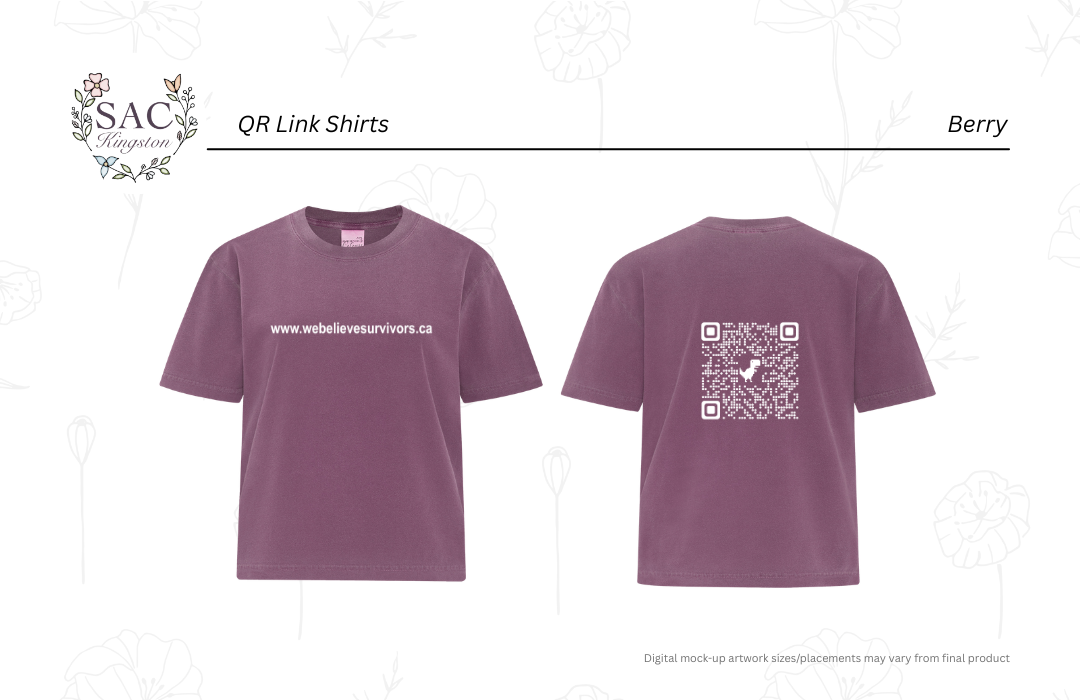 QR Code- We See You. We Hear You. We Believe You. Spread the message that you believe survivors Box Tee