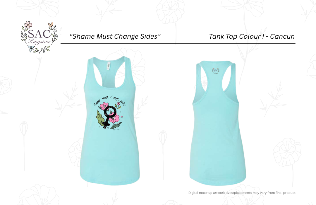 Shame Must Change Sides Next Level Women's Ideal Racerback Tank
