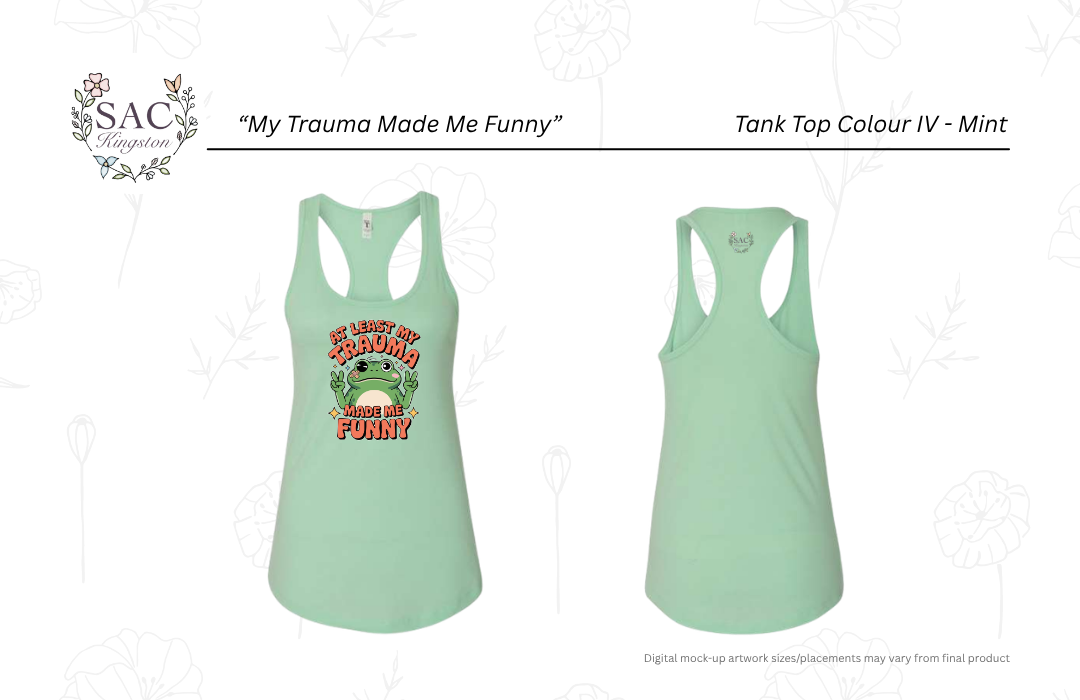 My Trauma Made Me Funny Next Level Women's Ideal Racerback Tank