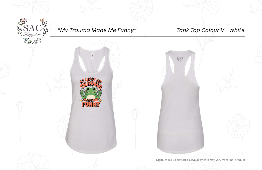 My Trauma Made Me Funny Next Level Women's Ideal Racerback Tank