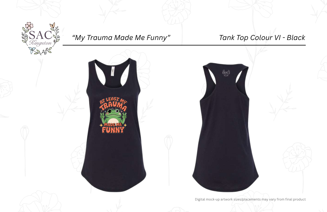 My Trauma Made Me Funny Next Level Women's Ideal Racerback Tank