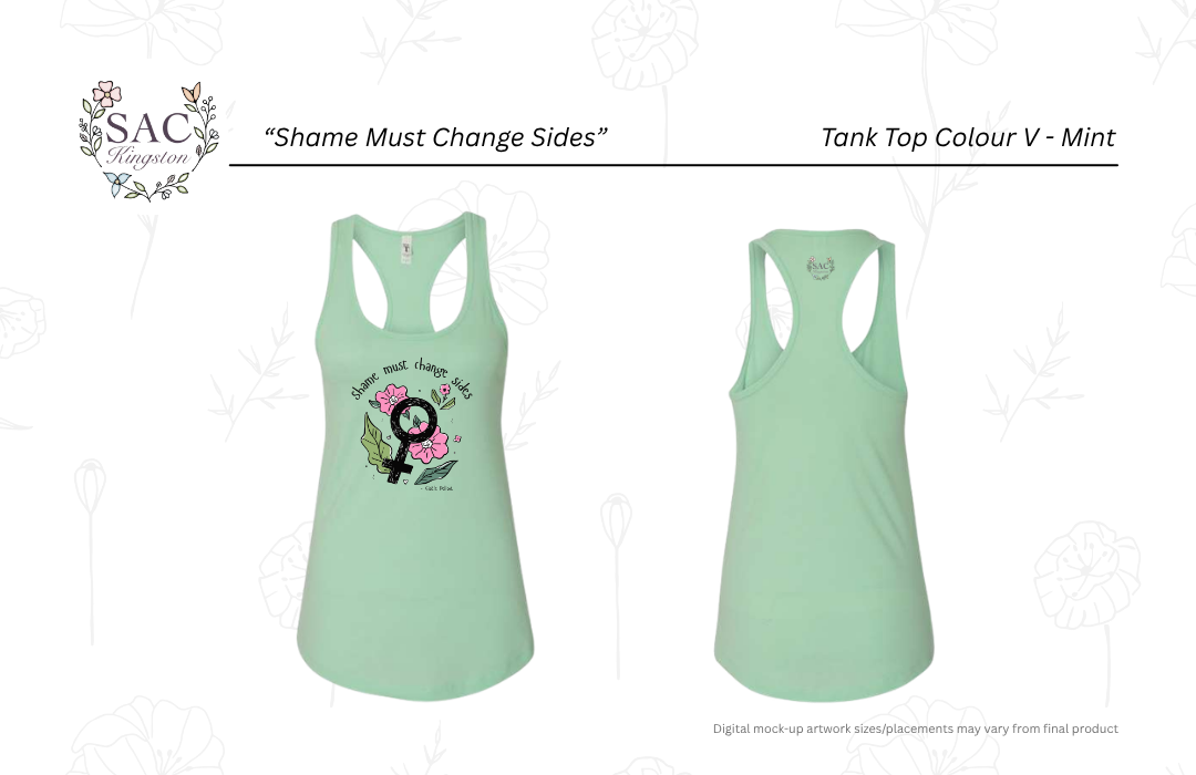 Shame Must Change Sides Next Level Women's Ideal Racerback Tank