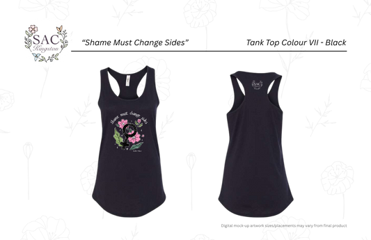 Shame Must Change Sides Next Level Women's Ideal Racerback Tank