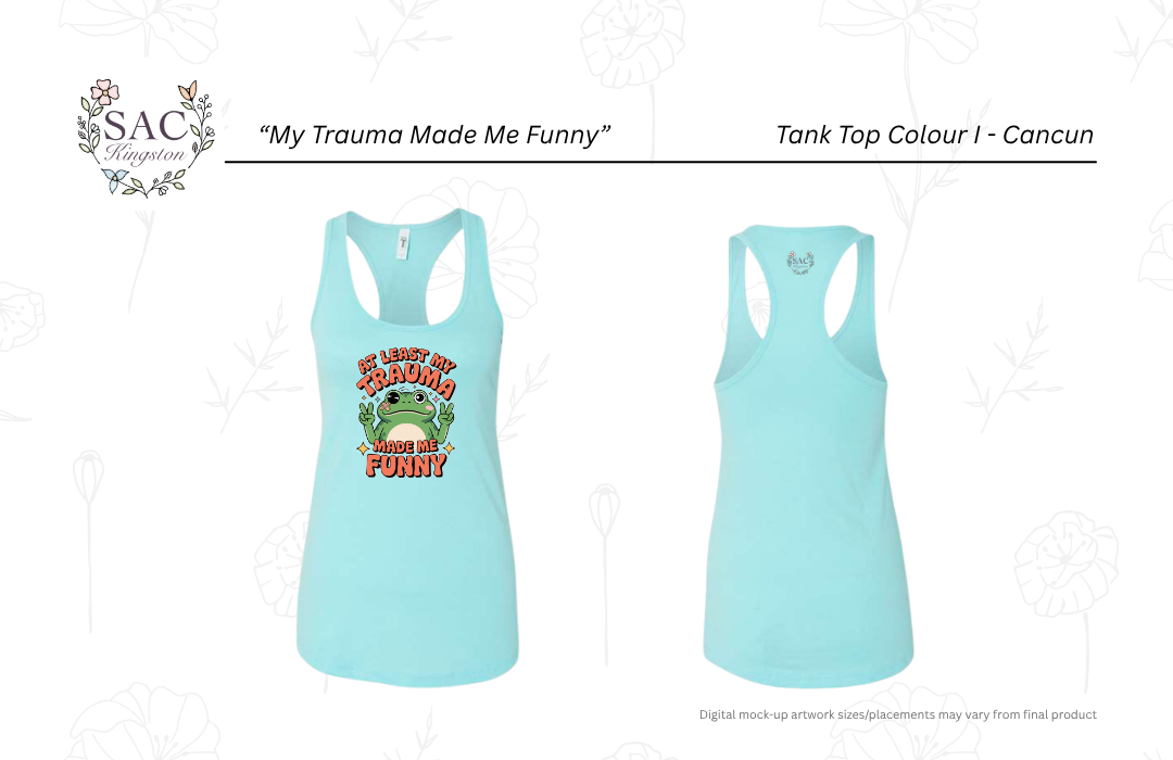 My Trauma Made Me Funny Next Level Women's Ideal Racerback Tank