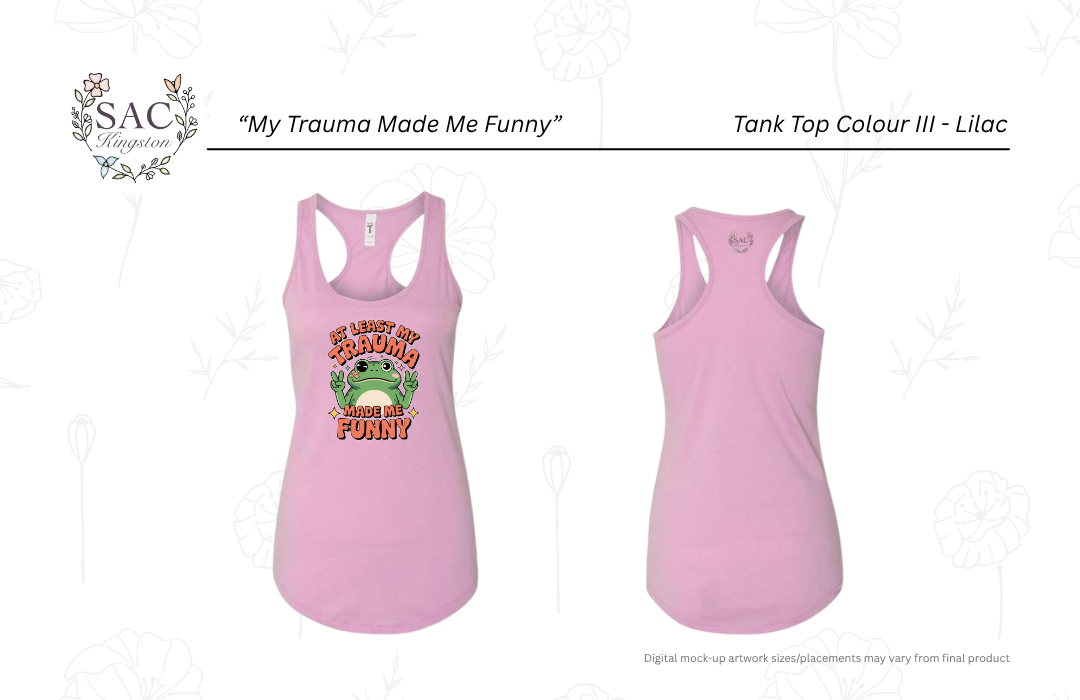 My Trauma Made Me Funny Next Level Women's Ideal Racerback Tank